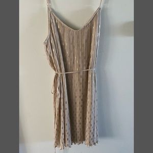 Pleated Metallic Shift Dress